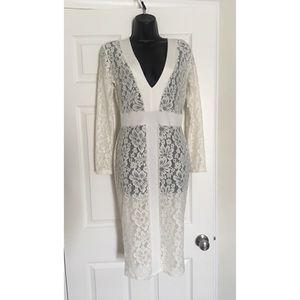 Full Lace V-Neck Midi Dress